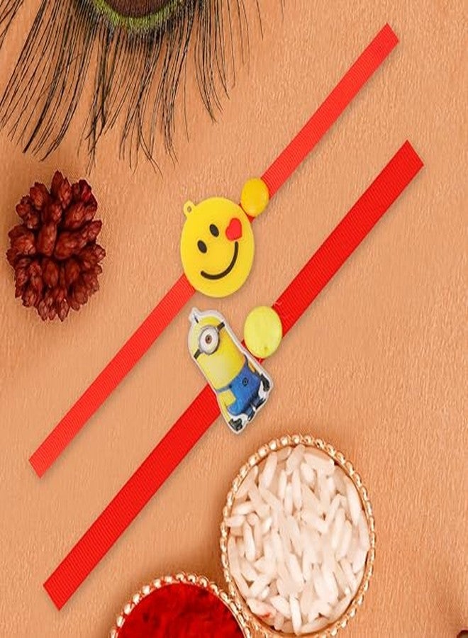 Vientiq Set of 2 Kids Rakhi Combo Minions and Smiley Rakhi with Roli Chawal Rakshabandhan for Brother's - Image 4